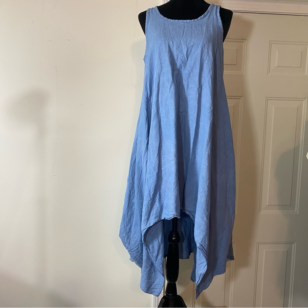 Light Blue Asymmetrical Sleeveless Dress